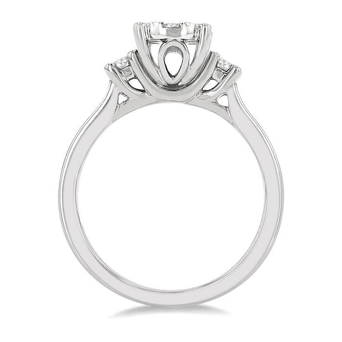 5/8 Ctw Oval Shape Shine Bright Round Cut Diamond Engagement Ring in 14K White Gold