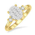 5/8 Ctw Oval Shape Shine Bright Round Cut Diamond Engagement Ring in 14K Yellow and White gold