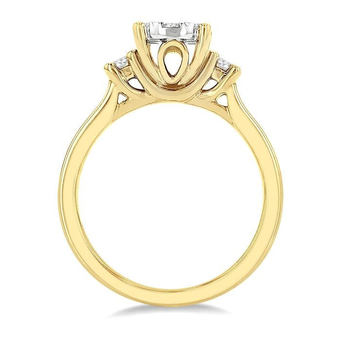5/8 Ctw Oval Shape Shine Bright Round Cut Diamond Engagement Ring in 14K Yellow and White gold