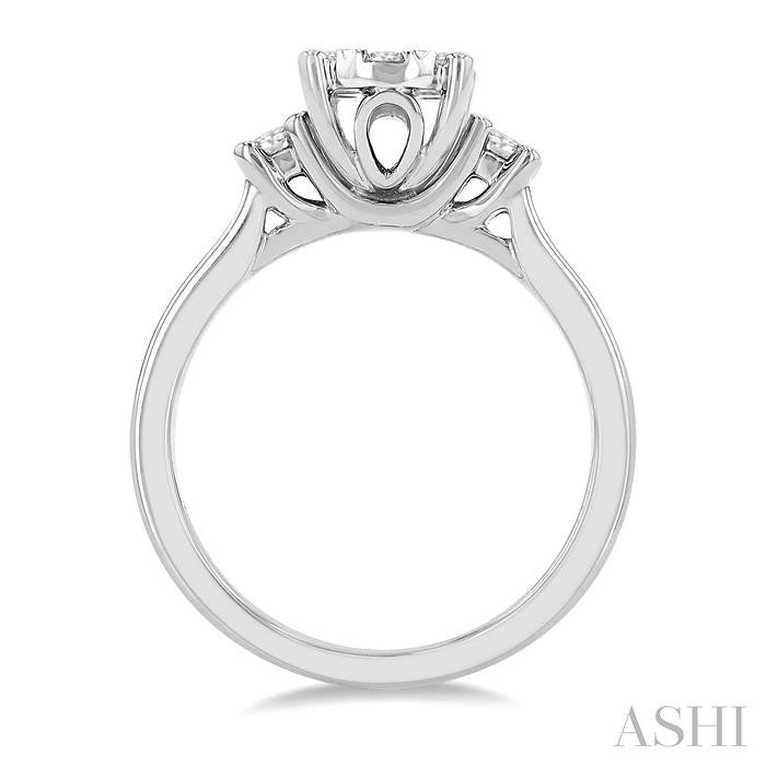 5/8 Ctw Oval Shape Shine Bright Round Cut Diamond Engagement Ring in 14K White Gold