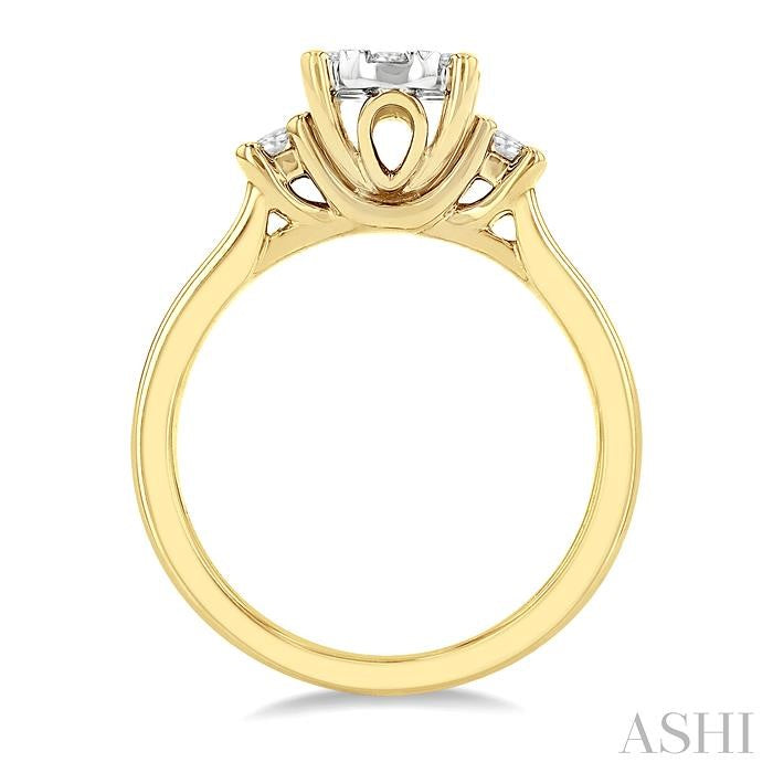 5/8 Ctw Oval Shape Shine Bright Round Cut Diamond Engagement Ring in 14K Yellow and White gold