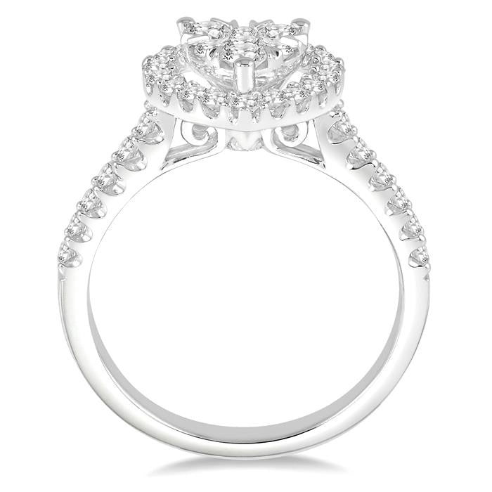 1/2 Ctw Round Cut Diamond Heart Shape Shine Bright Ring in 14K White Gold