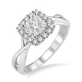 1/2 Ctw Square Shape Round Cut Diamond Shine Bright Ring in 14K White Gold