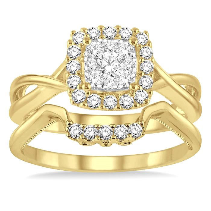 Cushion Shape Halo Shine Bright Diamond Wedding Set
