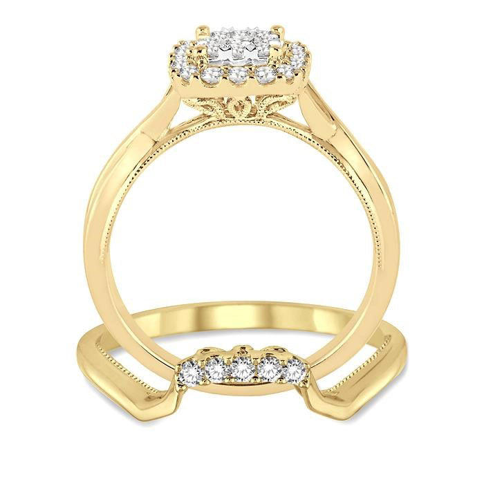 Cushion Shape Halo Shine Bright Diamond Wedding Set