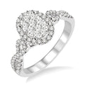 5/8 Ctw Oval Shape Round Cut Diamond Shine Bright Ring in 14K White Gold