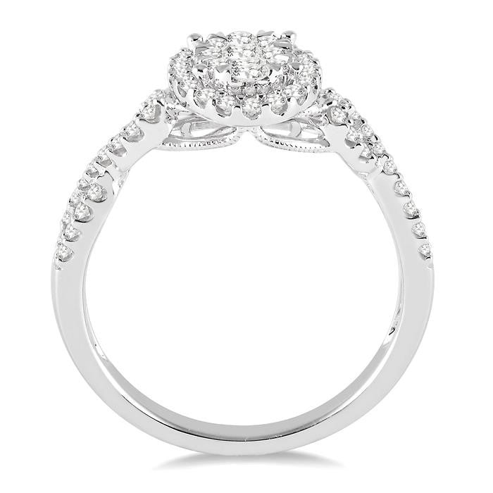 5/8 Ctw Oval Shape Round Cut Diamond Shine Bright Ring in 14K White Gold