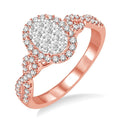 5/8 Ctw Oval Shape Round Cut Diamond Shine Bright Ring in 14K Rose and White Gold