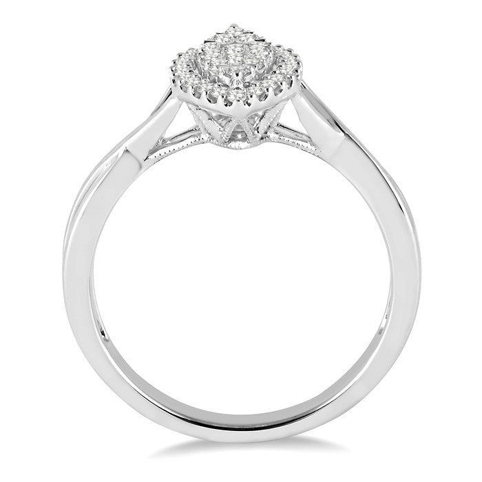 1/3 Ctw Marquise Shape Round Cut Diamond Shine Bright Ring in 14K White Gold