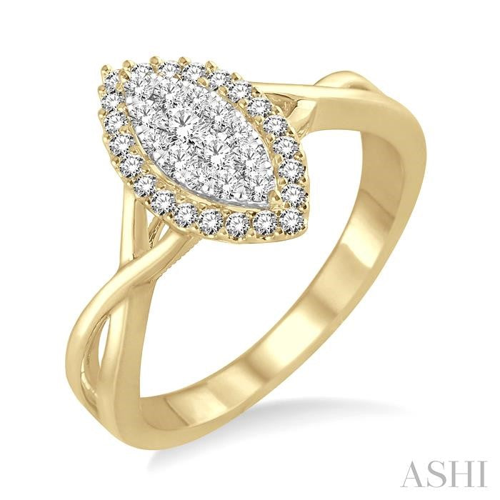 1/3 Ctw Marquise Shape Round Cut Diamond Shine Bright Ring in 14K Yellow and White Gold