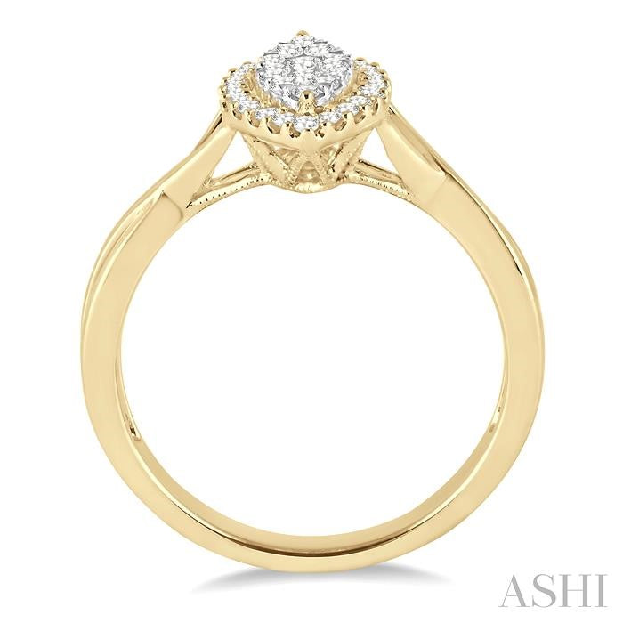 1/3 Ctw Marquise Shape Round Cut Diamond Shine Bright Ring in 14K Yellow and White Gold