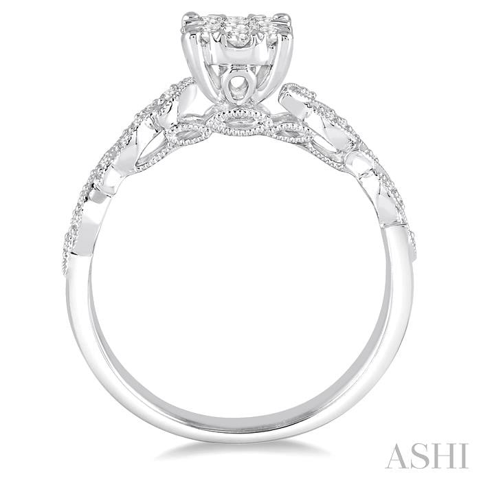 3/8 Ctw Round Cut Diamond Shine Bright Vintage Engagement Ring in 14K White Gold