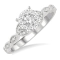1/3 Ctw Marquise Shank Circular Shine Bright Round Cut Diamond Engagement Ring in 14K White Gold