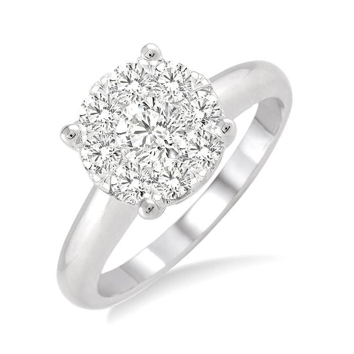 3/4 Ctw Shine Bright Round Cut Diamond Bridal Ring in 14K White Gold