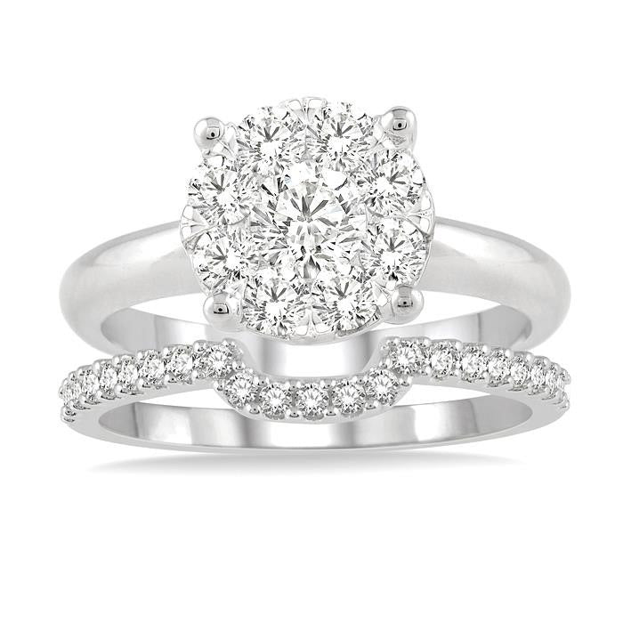 Shine Bright 14K White Gold Diamond Ring Wedding Set