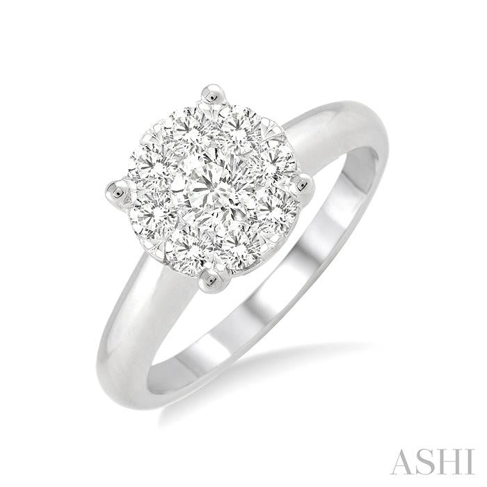1/4 Ctw Shine Bright Round Cut Diamond Bridal Ring in 14K White Gold