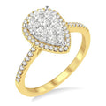 Pear Shape Halo Shine Bright Essential Diamond Engagement Ring