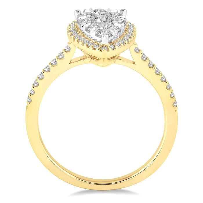 Pear Shape Halo Shine Bright Essential Diamond Engagement Ring