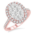 1 1/2 Ctw Oval Shape Diamond Shine Bright Ring in 14K Rose and White Gold
