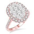 2 Ctw Oval Shape Diamond Shine Bright Ring in 14K Rose and White Gold