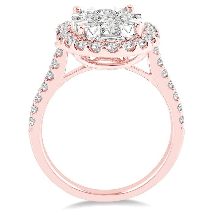 2 Ctw Oval Shape Diamond Shine Bright Ring in 14K Rose and White Gold