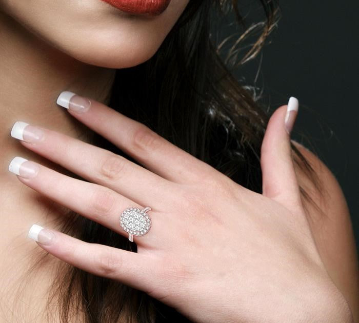 2 Ctw Oval Shape Diamond Shine Bright Ring in 14K Rose and White Gold