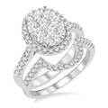 Oval Shape Halo Shine Bright Diamond Wedding Set