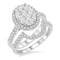 1 1/4 Ctw Oval Shape Diamond Shine Bright Wedding Set with 1 Ctw Engagement Ring and 1/4 Ctw Wedding Band in 14K White Gold