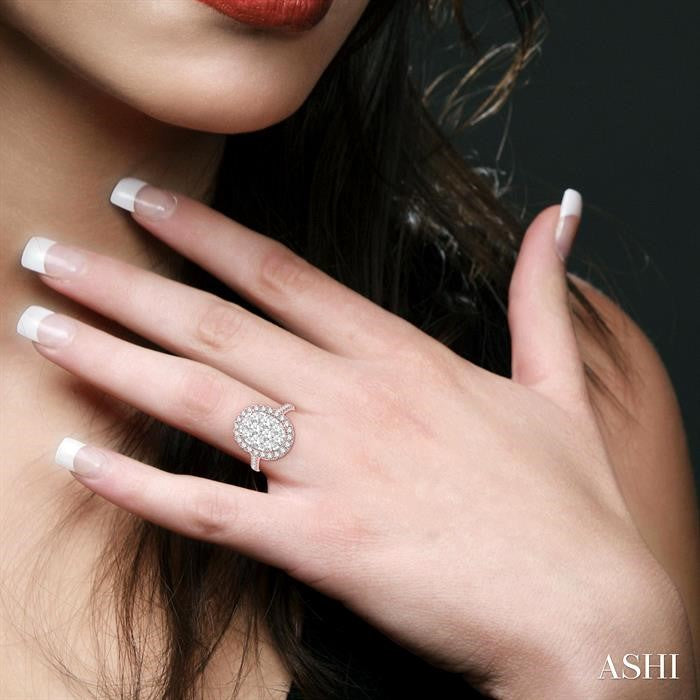 2 Ctw Oval Shape Diamond Lovebright Ring in 14K Rose and White Gold