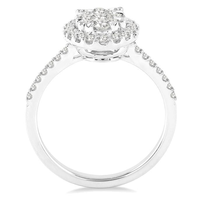 3/4 Ctw Oval Shape Diamond Shine Bright Ring in 14K White Gold