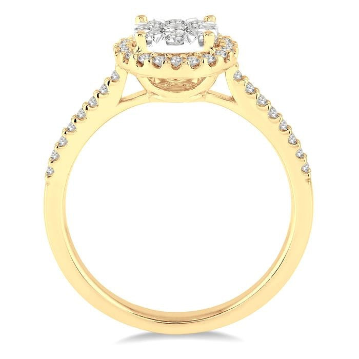 1/2 Ctw Round Shape Diamond Shine Bright Ring in 14K Yellow and White Gold
