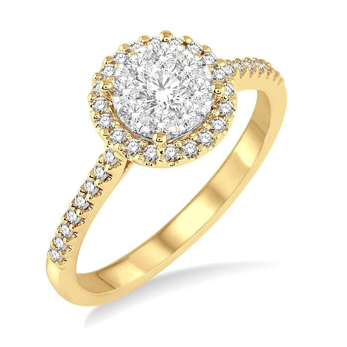 Round Shape Halo Shine Bright Essential Diamond Engagement Ring