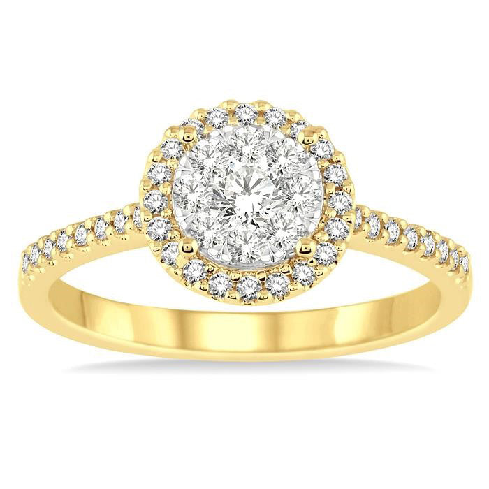 Round Shape Halo Shine Bright Essential Diamond Engagement Ring