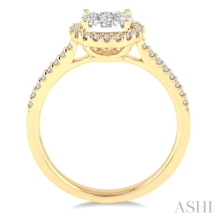 1/2 Ctw Round Shape Diamond Shine Bright Ring in 14K Yellow and White Gold