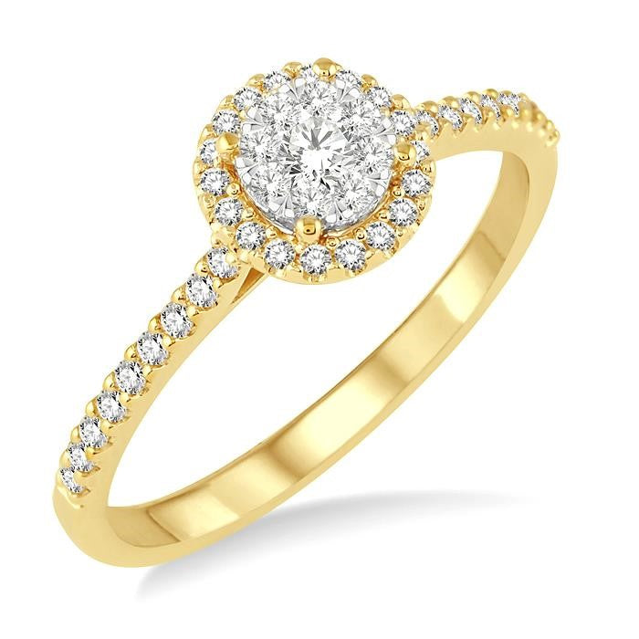 1/3 Ctw Round Shape Diamond Shine Bright Ring in 14K Yellow and White Gold