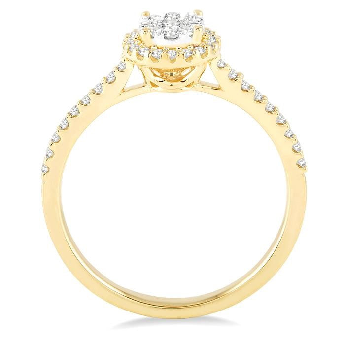 1/3 Ctw Round Shape Diamond Shine Bright Ring in 14K Yellow and White Gold