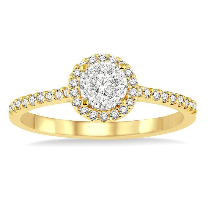 Round Shape Halo Shine Bright Essential Diamond Engagement Ring