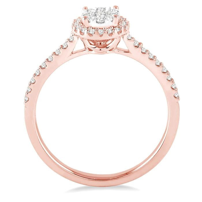 1/3 Ctw Round Shape Diamond Shine Bright Ring in 14K Rose and White Gold