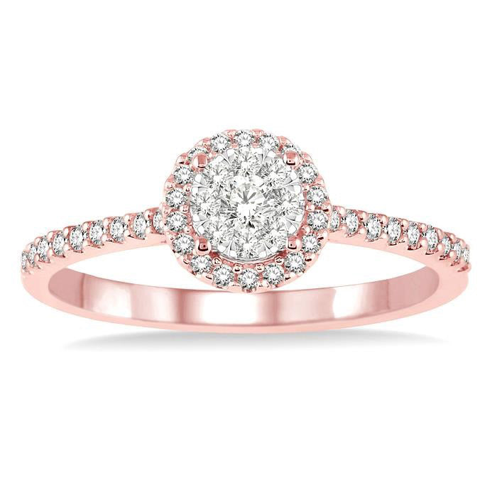 Round Shape Halo Shine Bright Essential Diamond Engagement Ring