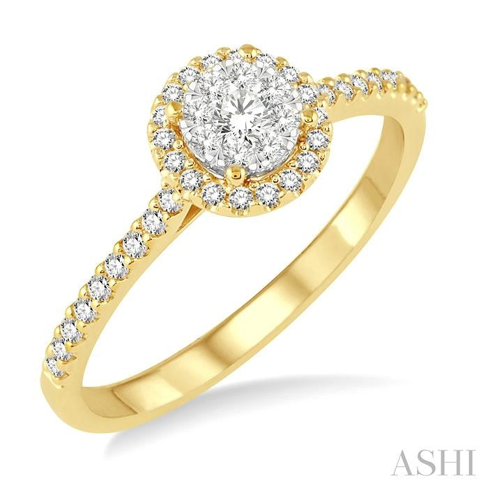 1/3 Ctw Round Shape Diamond Shine Bright Ring in 14K Yellow and White Gold