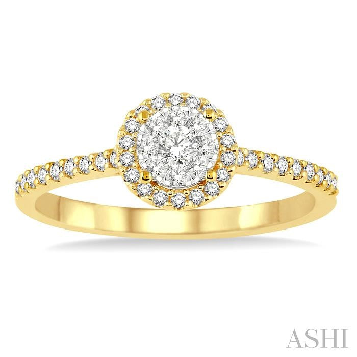1/3 Ctw Round Shape Diamond Shine Bright Ring in 14K Yellow and White Gold