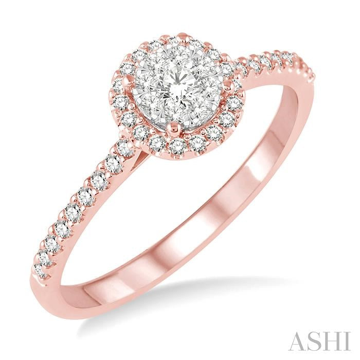 1/3 Ctw Round Shape Diamond Shine Bright Ring in 14K Rose and White Gold