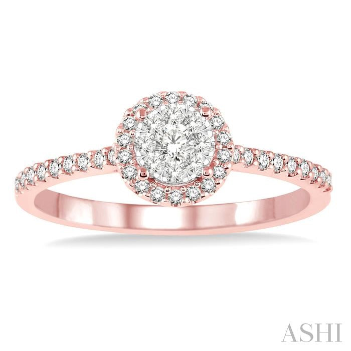 1/3 Ctw Round Shape Diamond Shine Bright Ring in 14K Rose and White Gold