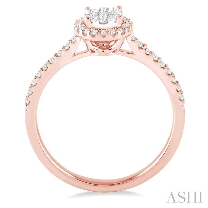 1/3 Ctw Round Shape Diamond Shine Bright Ring in 14K Rose and White Gold