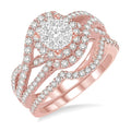 1 1/4 Ctw Diamond Shine Bright Wedding Set with 1 Ctw Engagement Ring and 1/5 Ctw Wedding Band in 14K Rose and White Gold