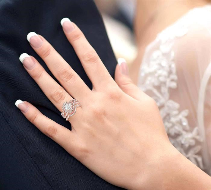 1 1/4 Ctw Diamond Shine Bright Wedding Set with 1 Ctw Engagement Ring and 1/5 Ctw Wedding Band in 14K Rose and White Gold