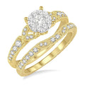 5/8 Ctw Round Cut Diamond Shine Bright Wedding Set with 1/2 Ctw Engagement Ring and 1/6 Ctw Wedding Band in 14K Yellow and White Gold