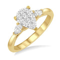 5/8 Ctw Pear Shape Shine Bright Pear and Round Cut Diamond Engagement Ring in 14K Yellow and White Gold