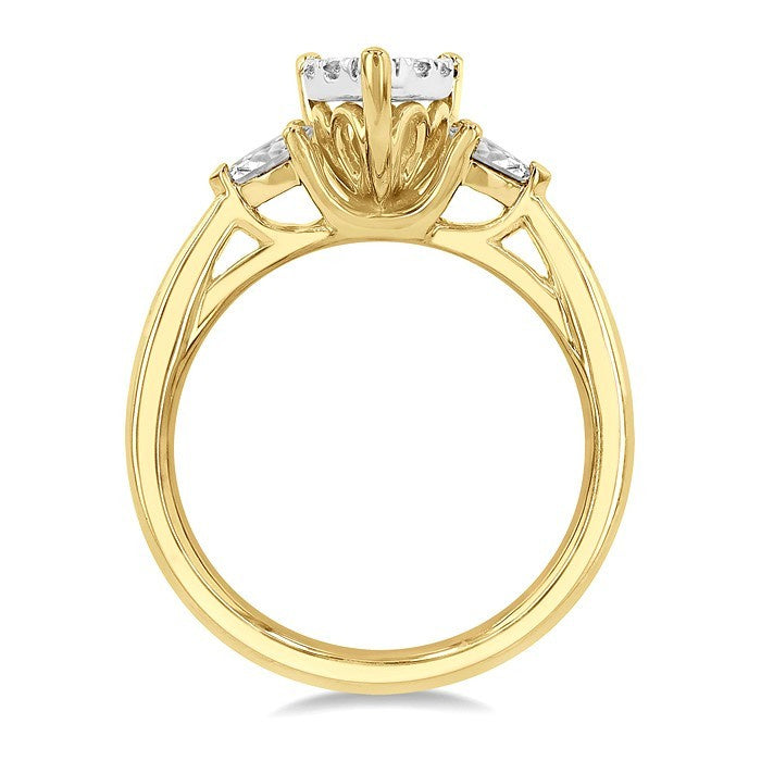 5/8 Ctw Pear Shape Shine Bright Pear and Round Cut Diamond Engagement Ring in 14K Yellow and White Gold