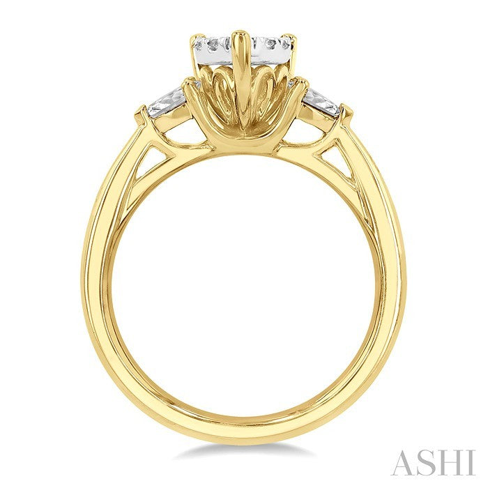 5/8 Ctw Pear Shape Lovebright Pear and Round Cut Diamond Engagement Ring in 14K Yellow and White Gold